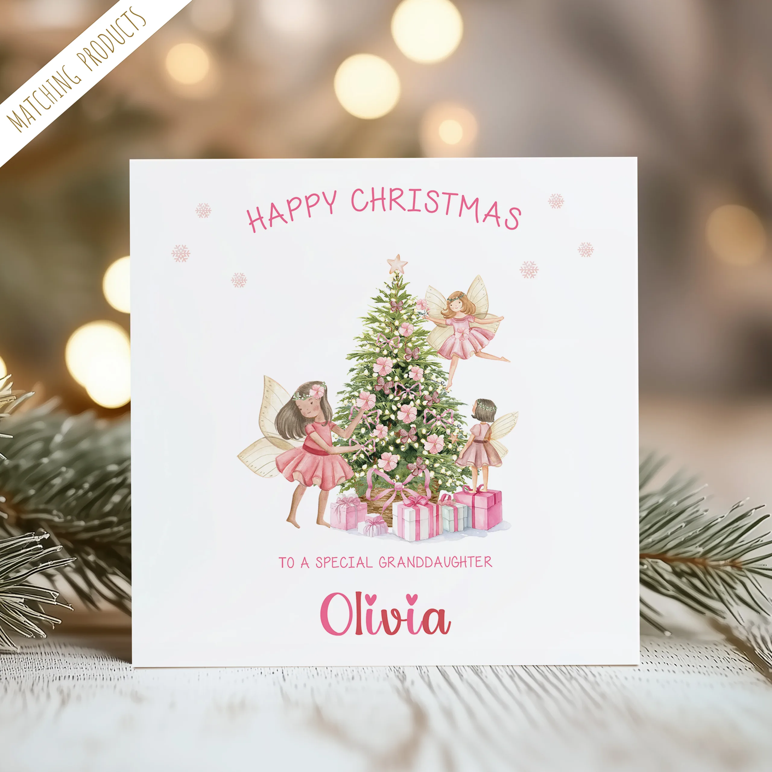 Girls Personalised Fairy Christmas Card