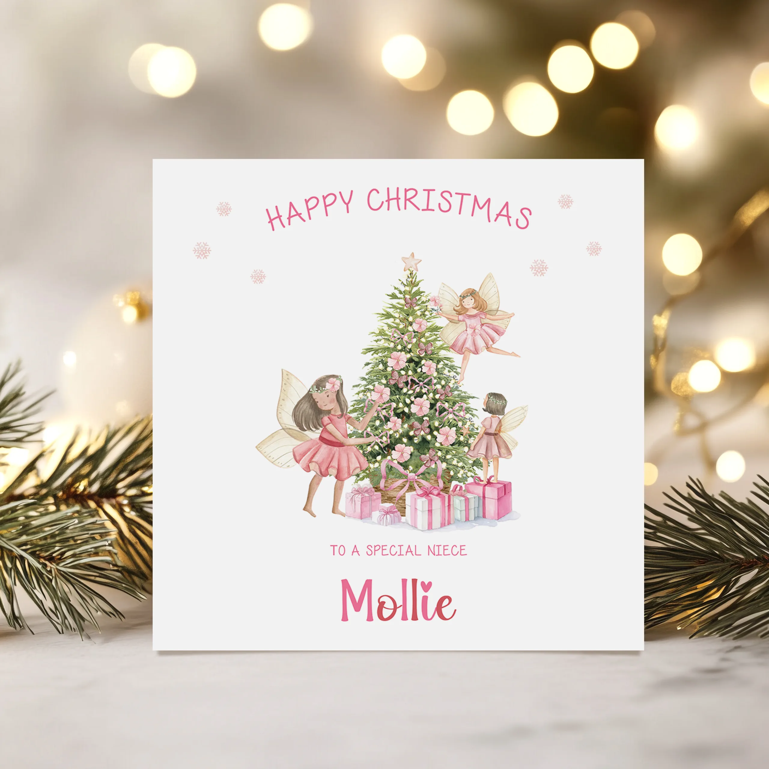 Girls Personalised Fairy Christmas Card
