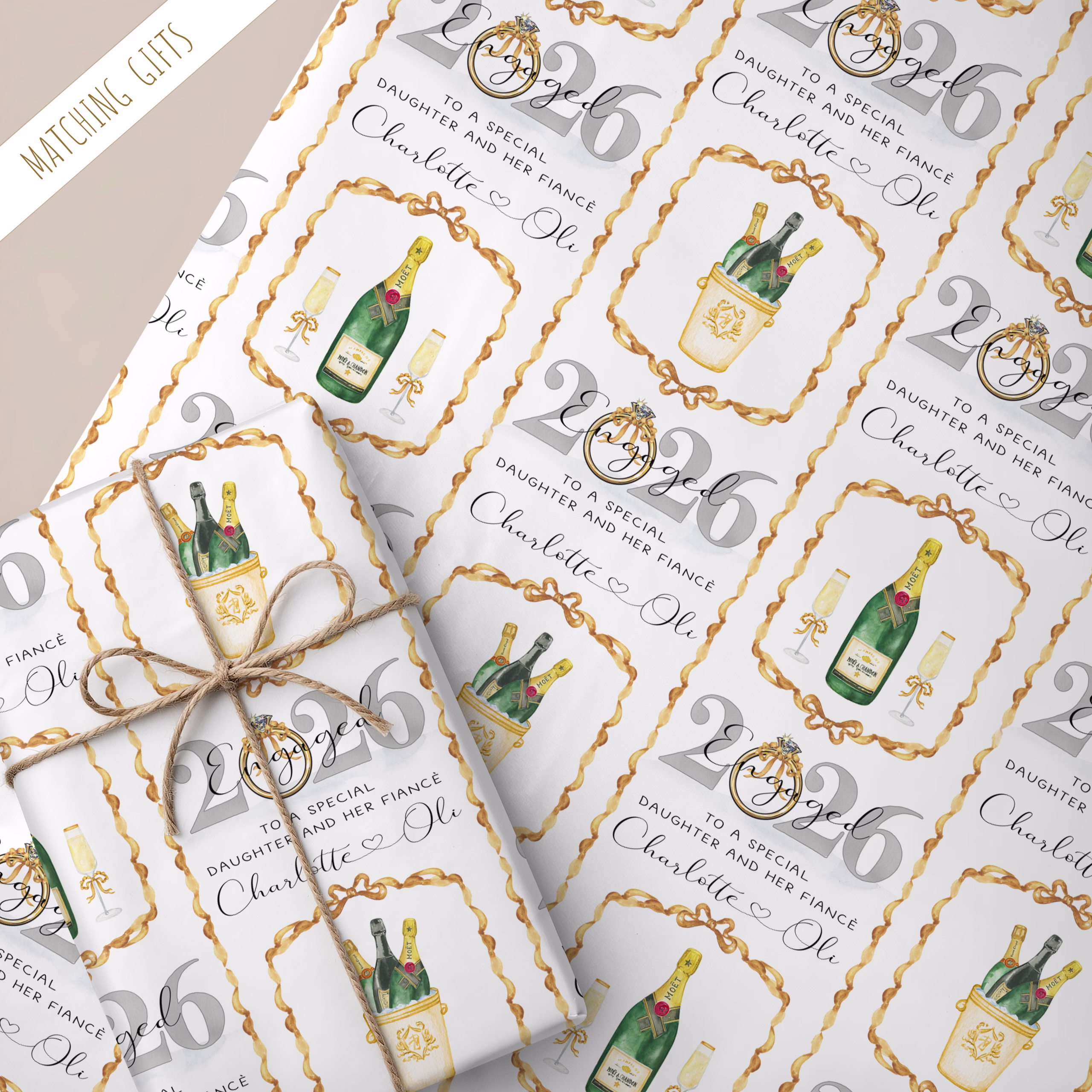 Personalised Engagement Gift Wrapping Paper