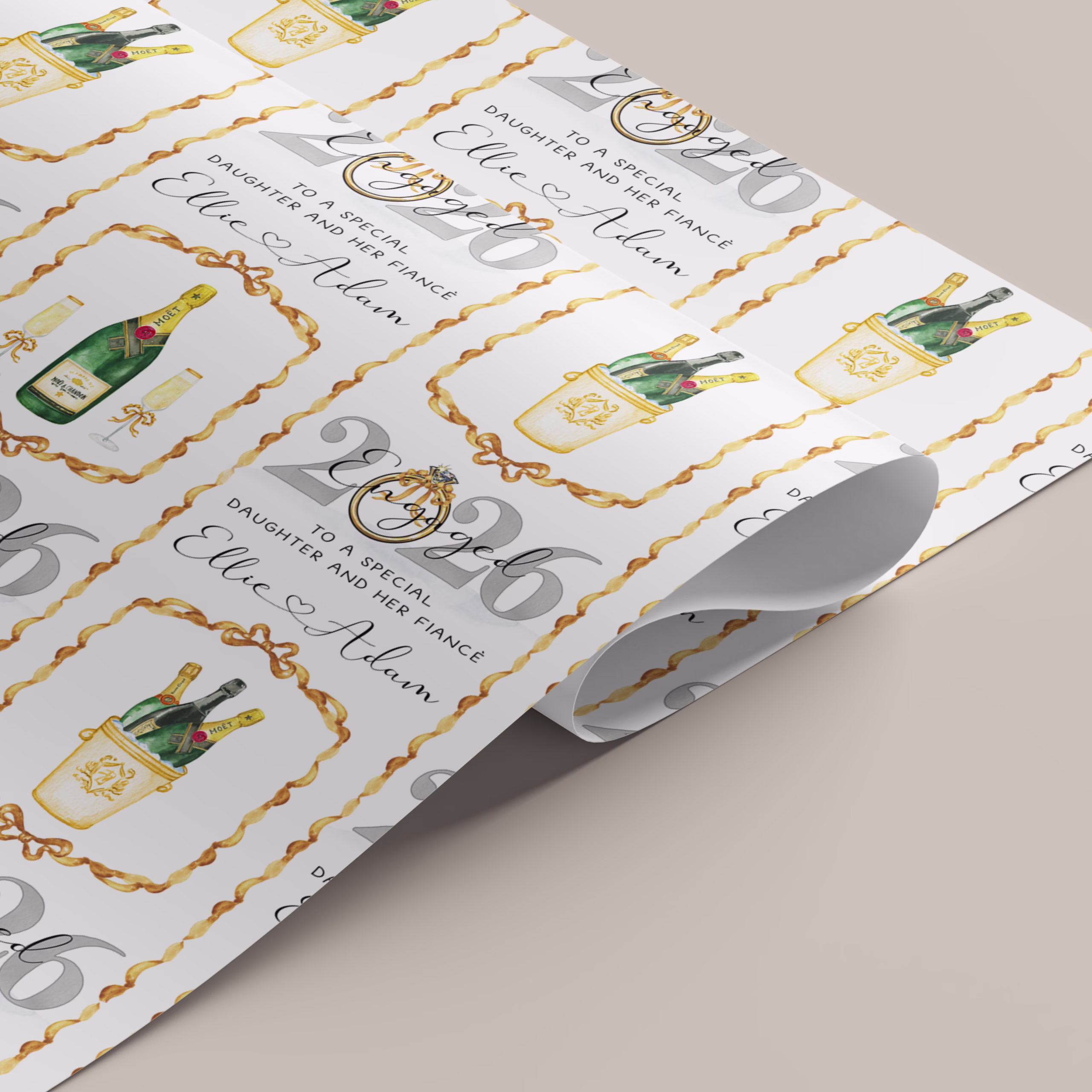 Personalised Engagement Gift Wrapping Paper