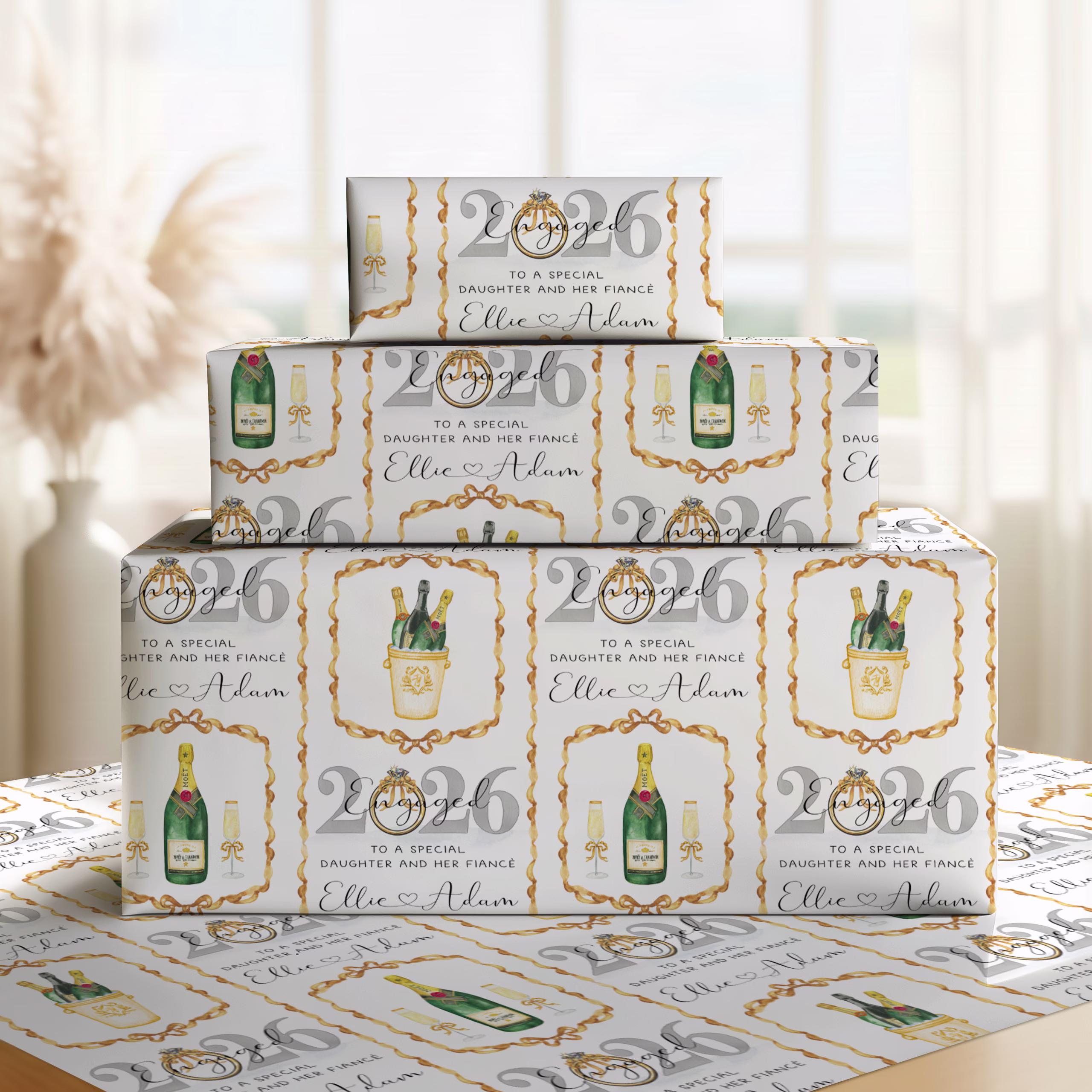 Personalised Engagement Gift Wrapping Paper