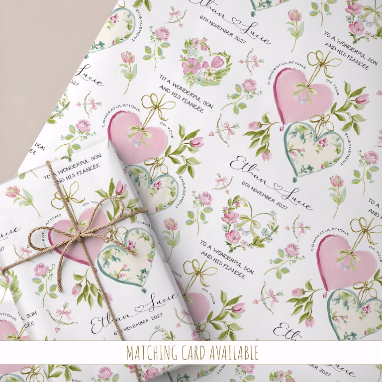 Personalised Floral Engagement Gift Wrapping Paper