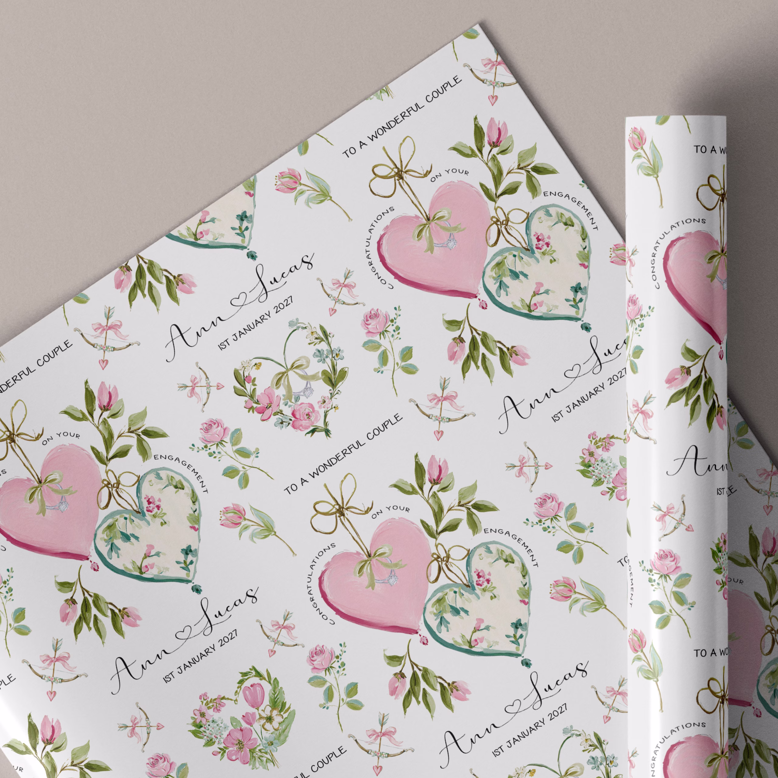 Personalised engagement gift wrapping paper