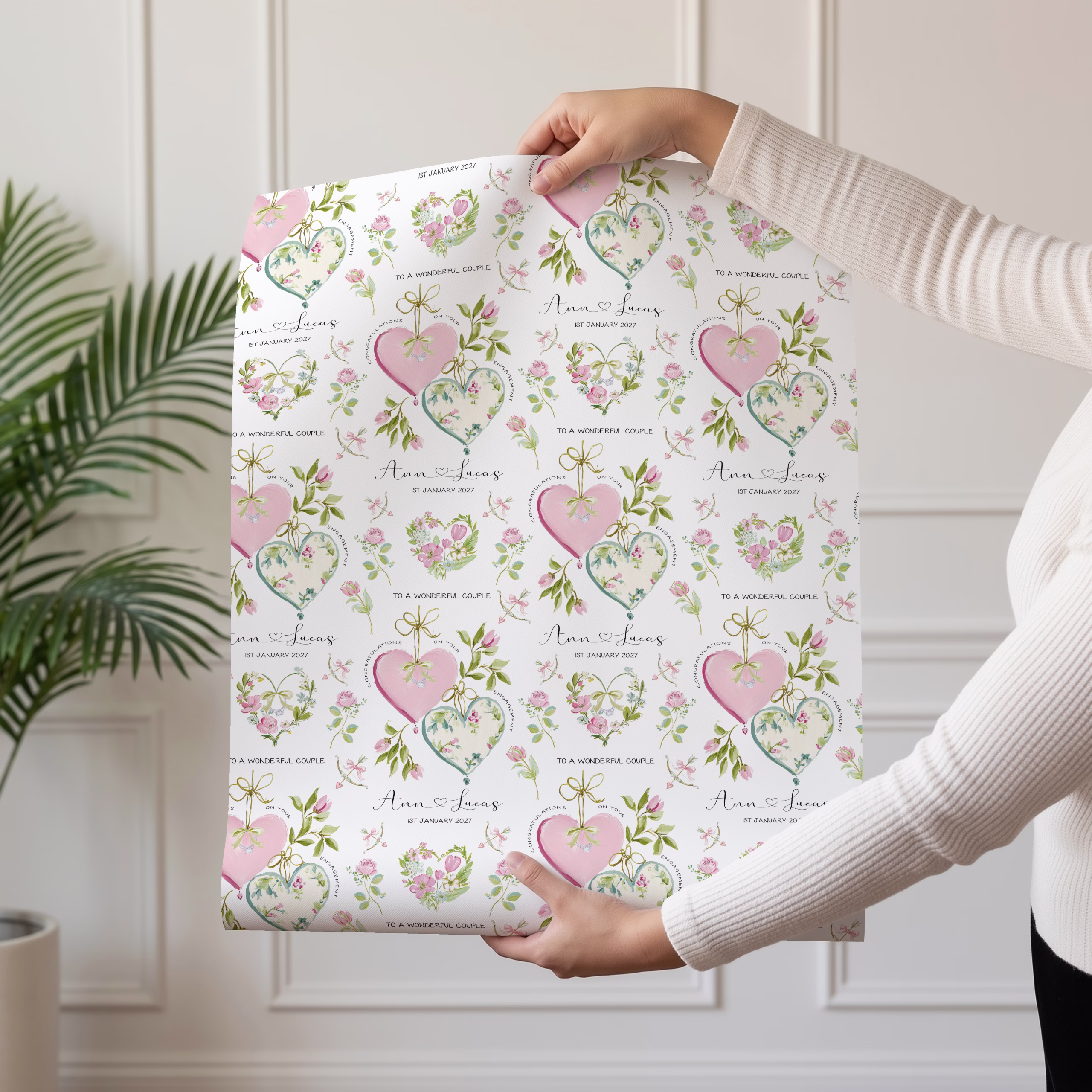 Personalised engagement gift wrapping paper