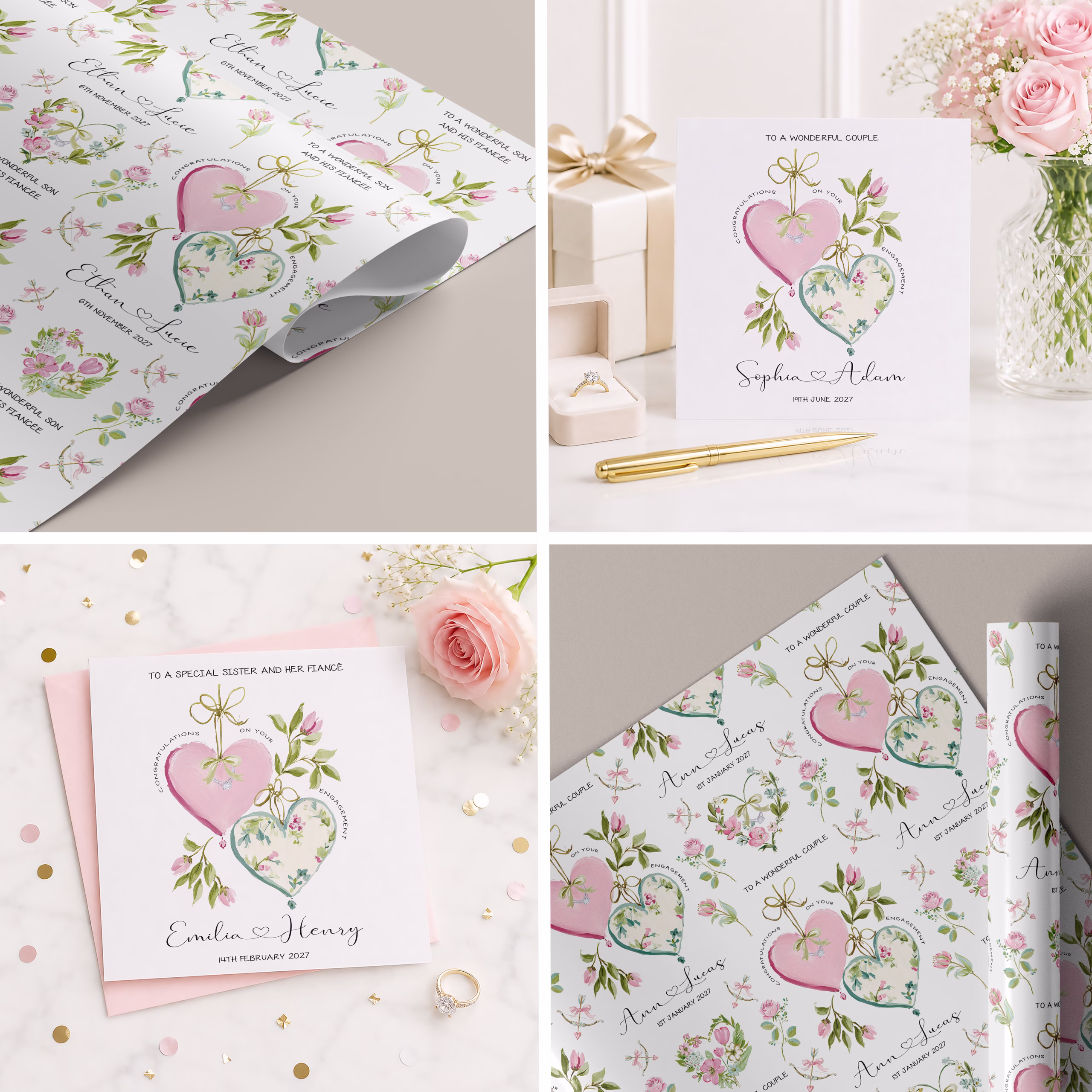 Personalised engagement gift wrapping paper