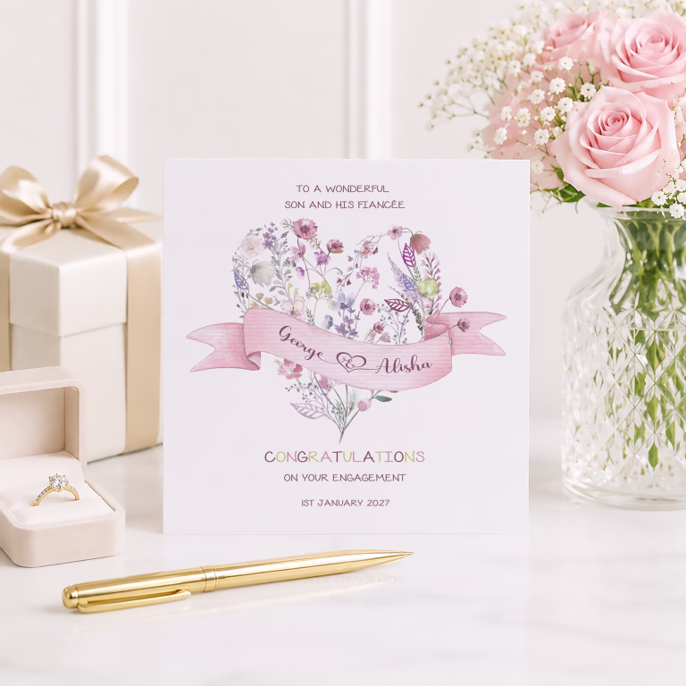 Personalised Floral Engagement Card