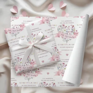 Personalised Floral Engagement Gift Wrapping Paper