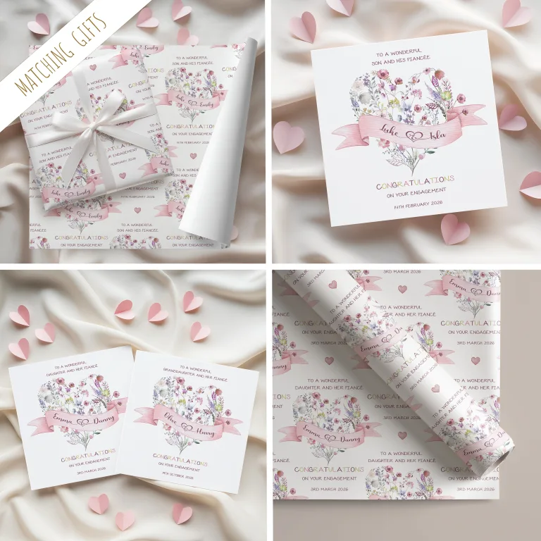 Personalised Floral Engagement Gift Wrapping Paper