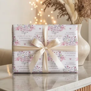 Personalised Floral Engagement Gift Wrapping Paper