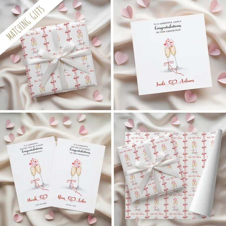 Personalised Champagne Engagement Gift Wrapping Paper