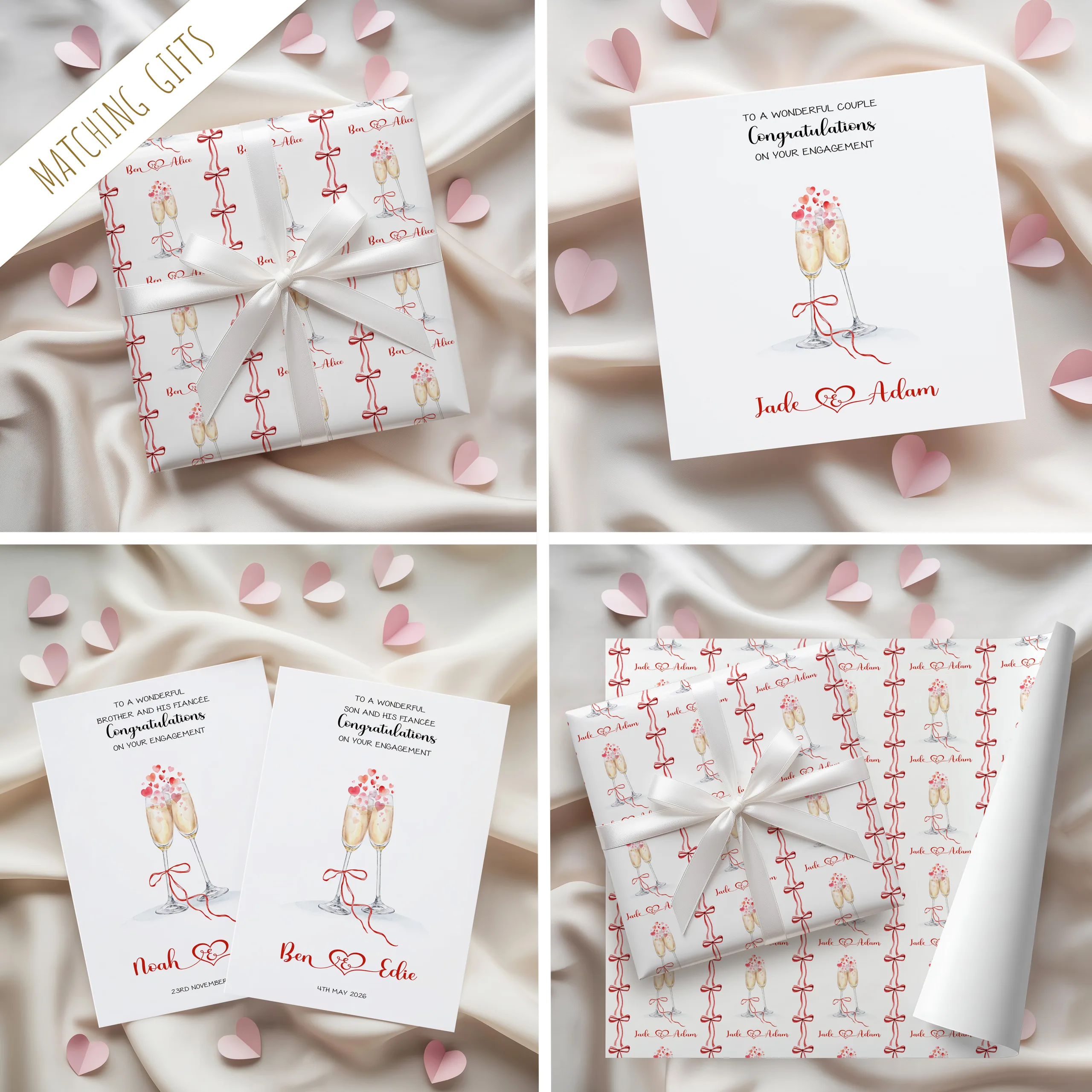 Personalised Champagne Engagement Gift Wrapping Paper