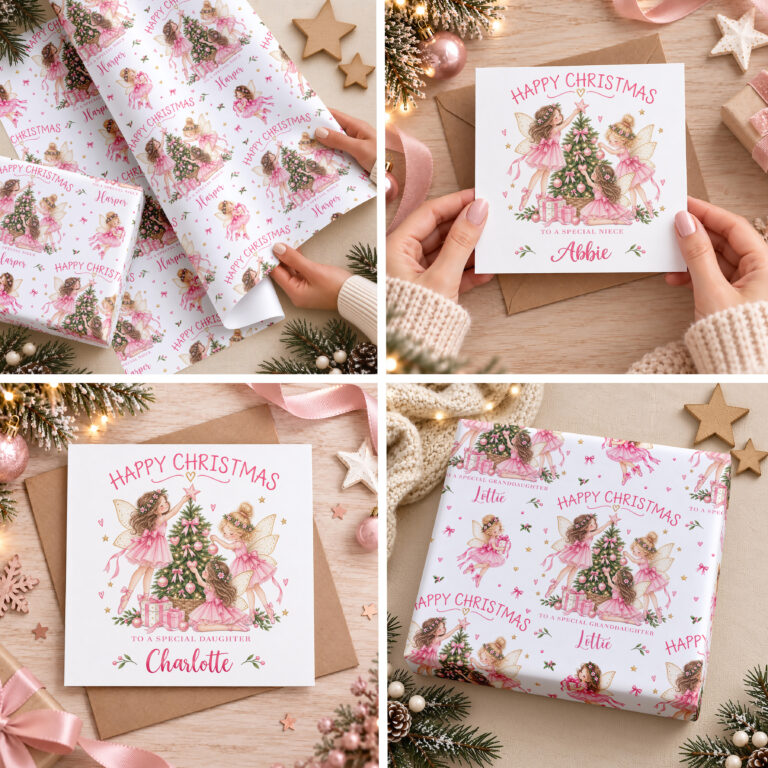 Personalised Fairy Christmas Card for Girls