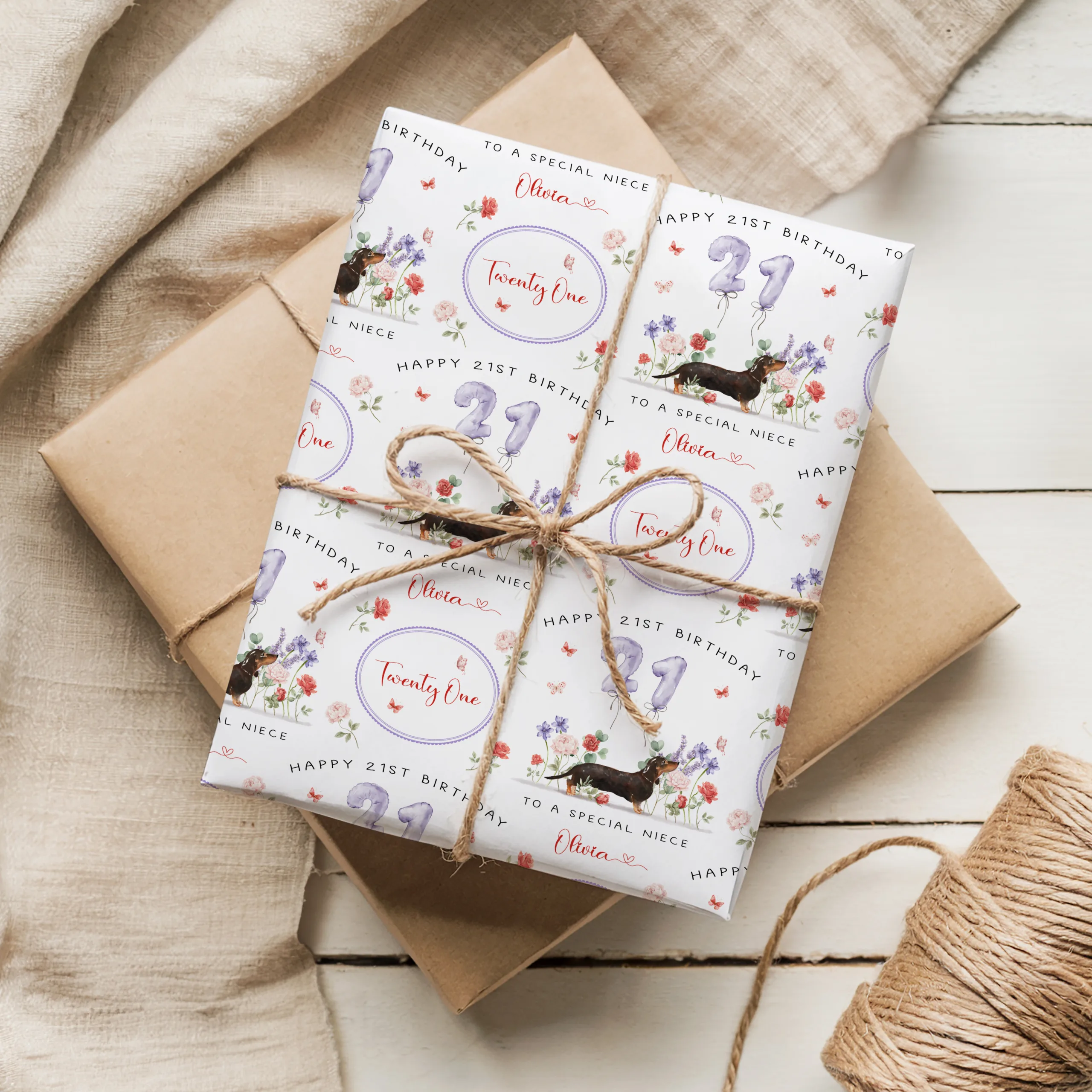 Personalised Birthday Dachshund Gift Wrapping Paper