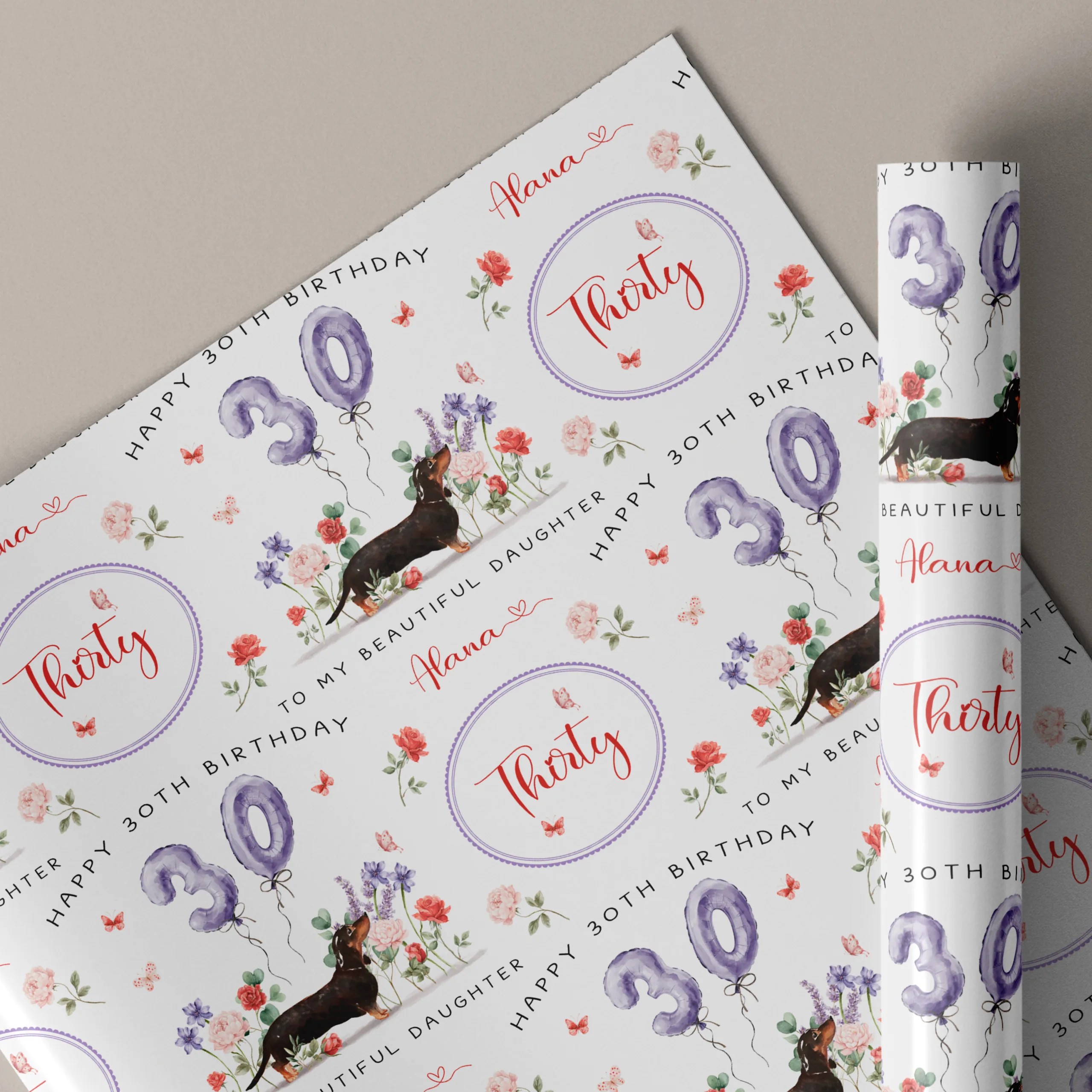 Birthday Dachshund Gift Wrapping Paper
