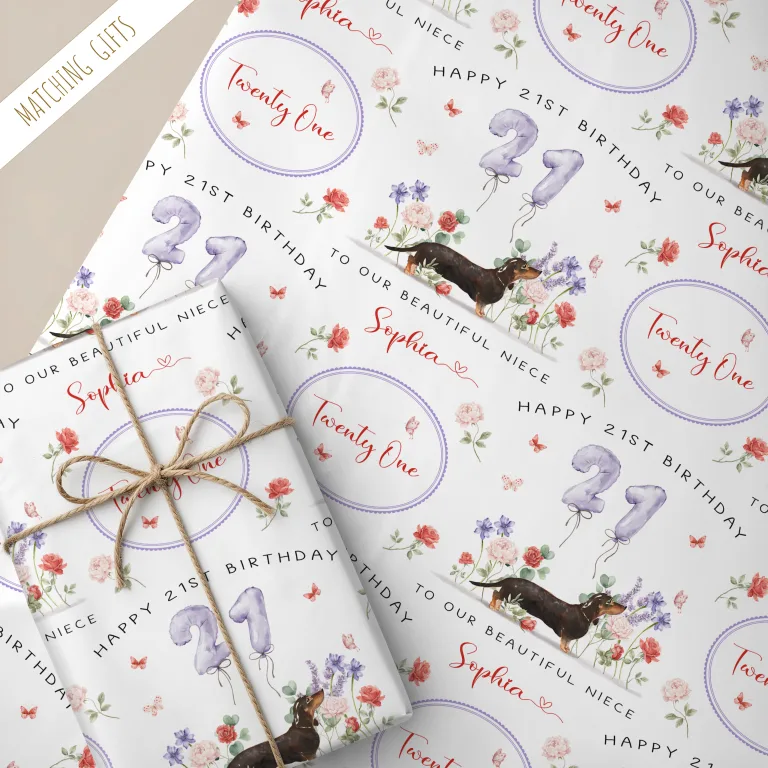 Personalised Dachshund Birthday Wrapping Paper
