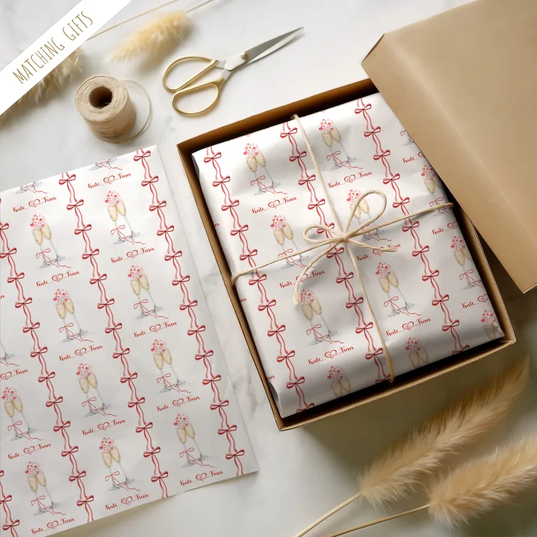 Personalised Champagne Engagement Gift Wrapping Paper
