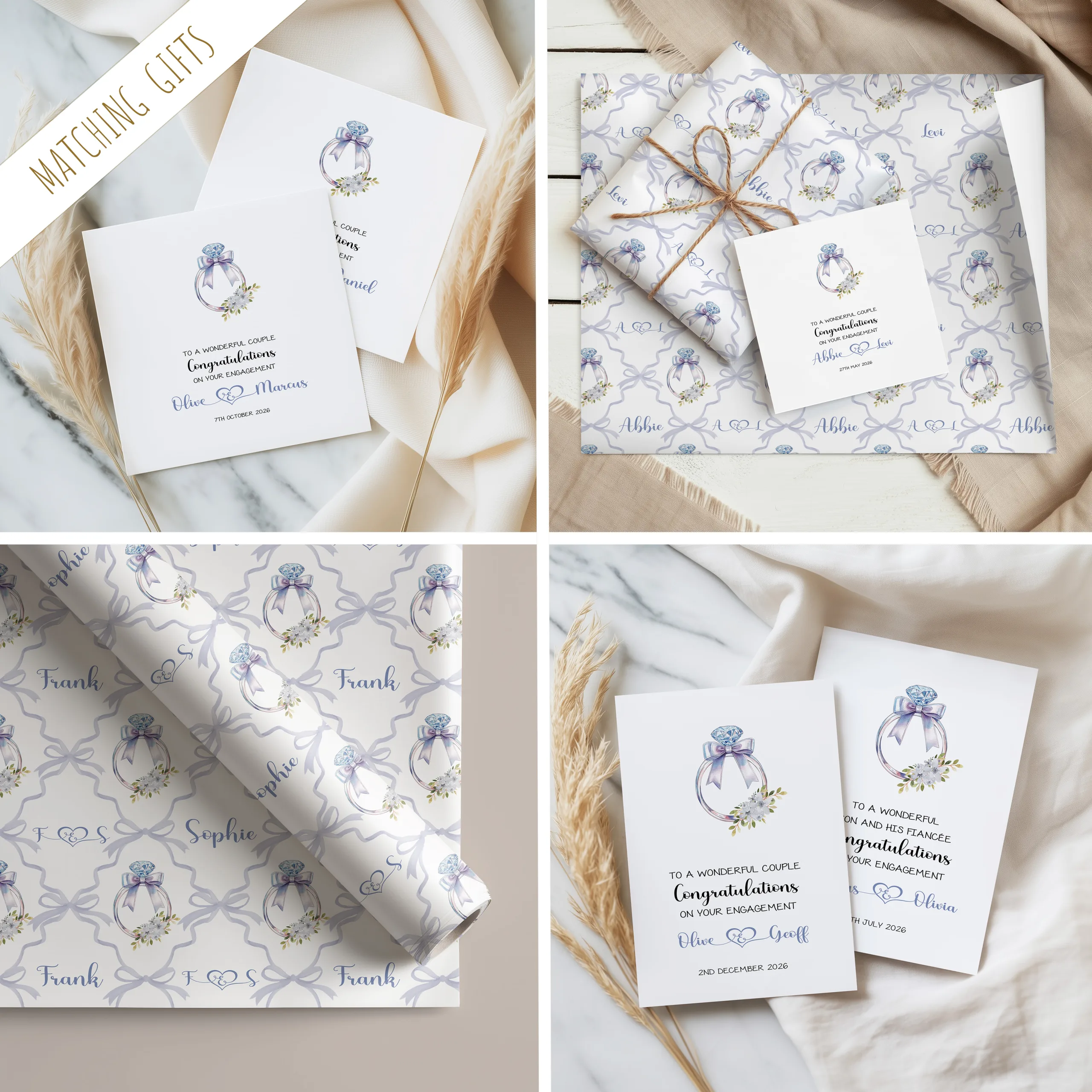 Personalised Engagement Ring Gift Wrapping Paper
