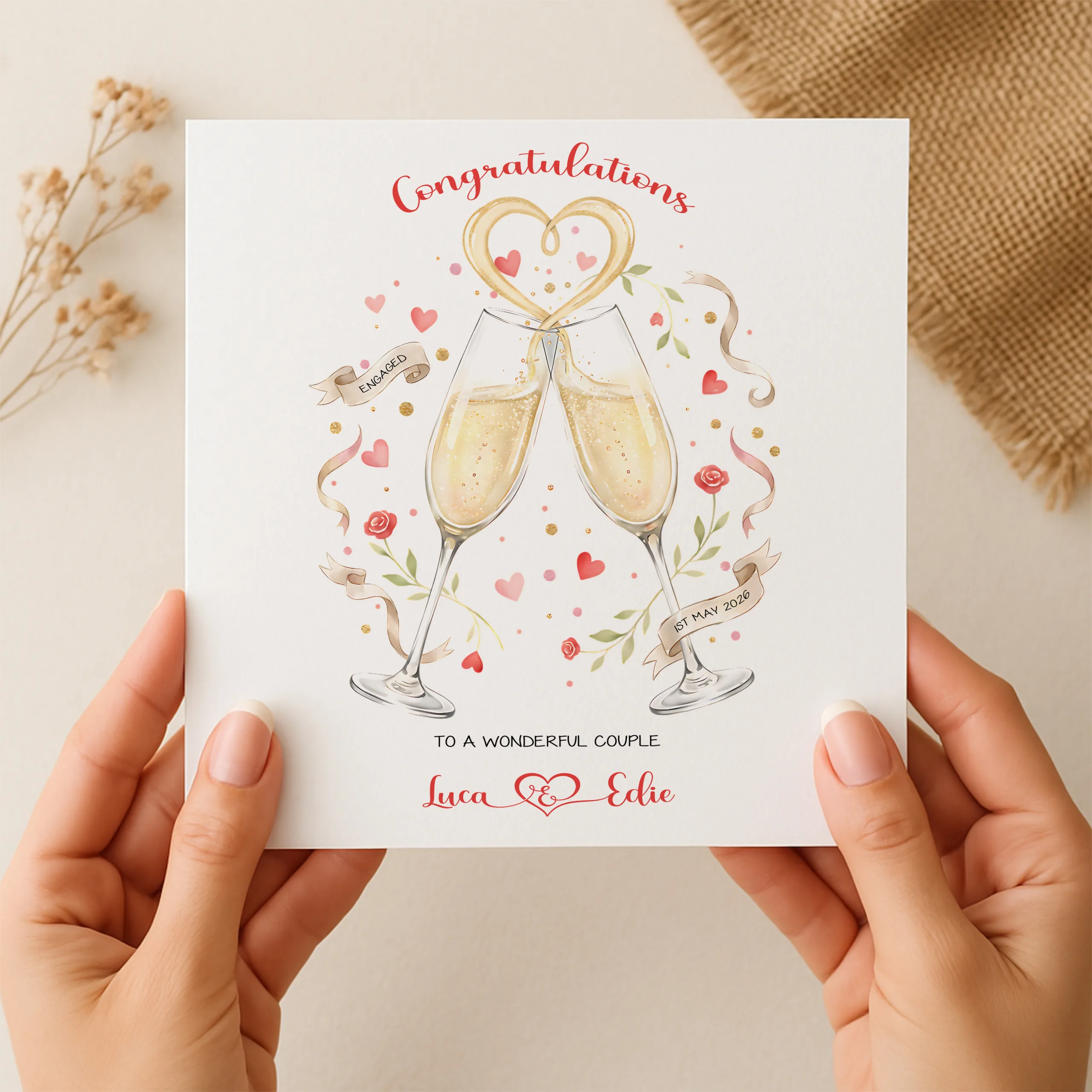Engagement Champagne Glasses Card