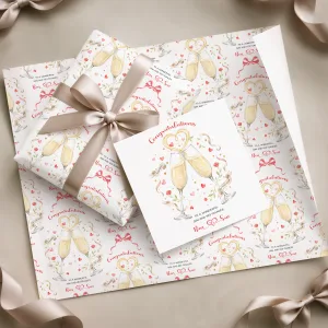 Engagement Champagne Glasses Gift Wrapping Paper