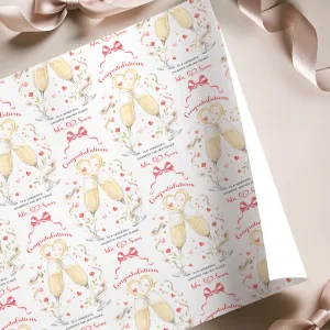 Engagement Champagne Glasses Gift Wrapping Paper