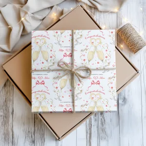 Engagement Champagne Glasses Gift Wrapping Paper