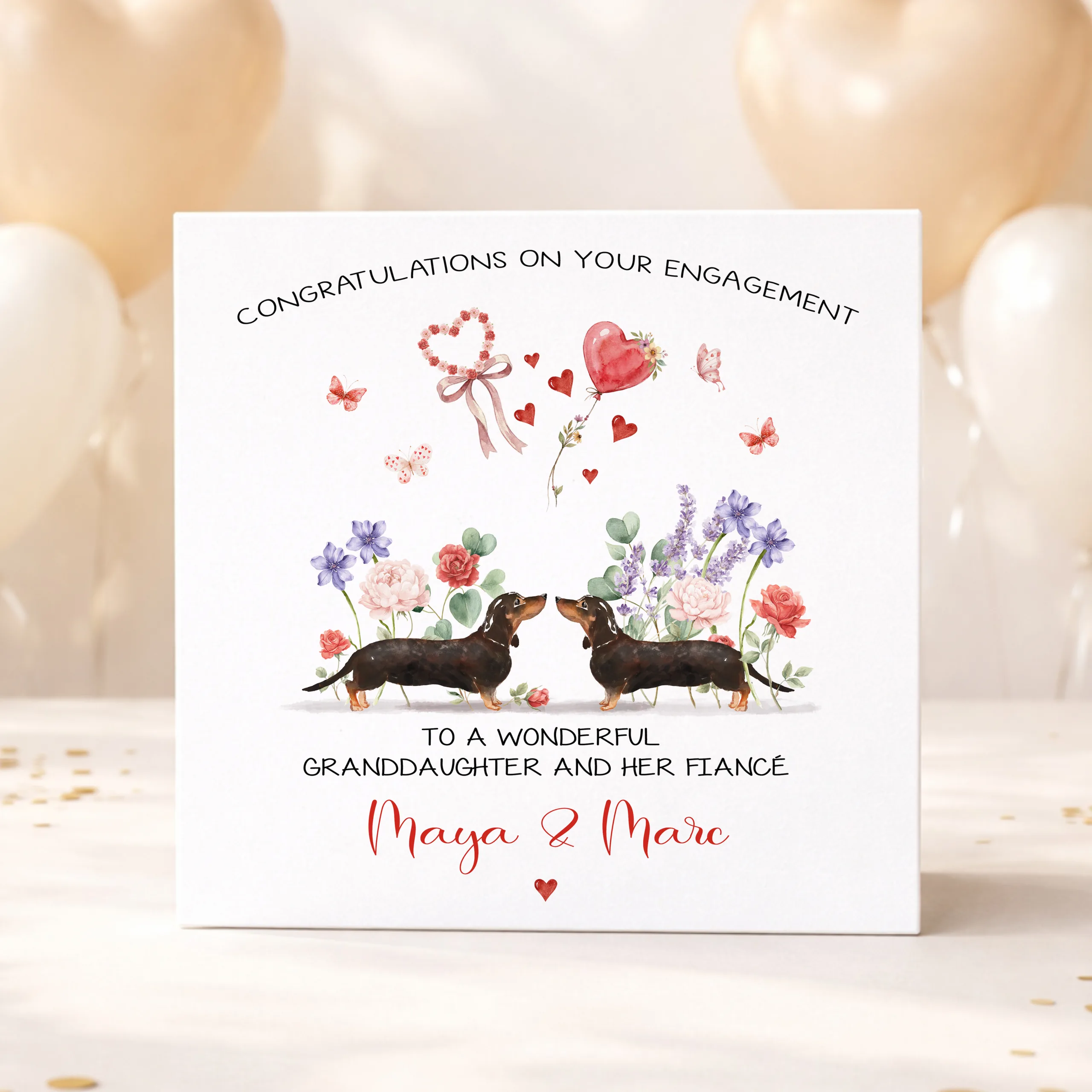 Personalised Dachshund Engagement Card
