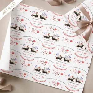Personalised Engagement Dachshund Gift Wrapping Paper
