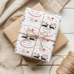 Personalised Engagement Dachshund Gift Wrapping Paper