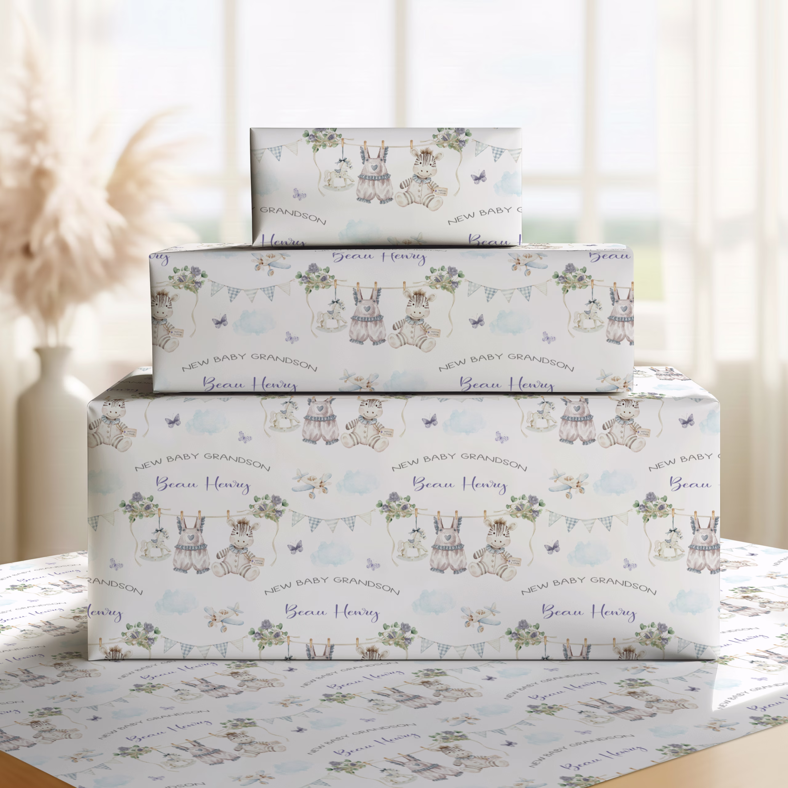 New Baby Boy Gift Wrapping Paper