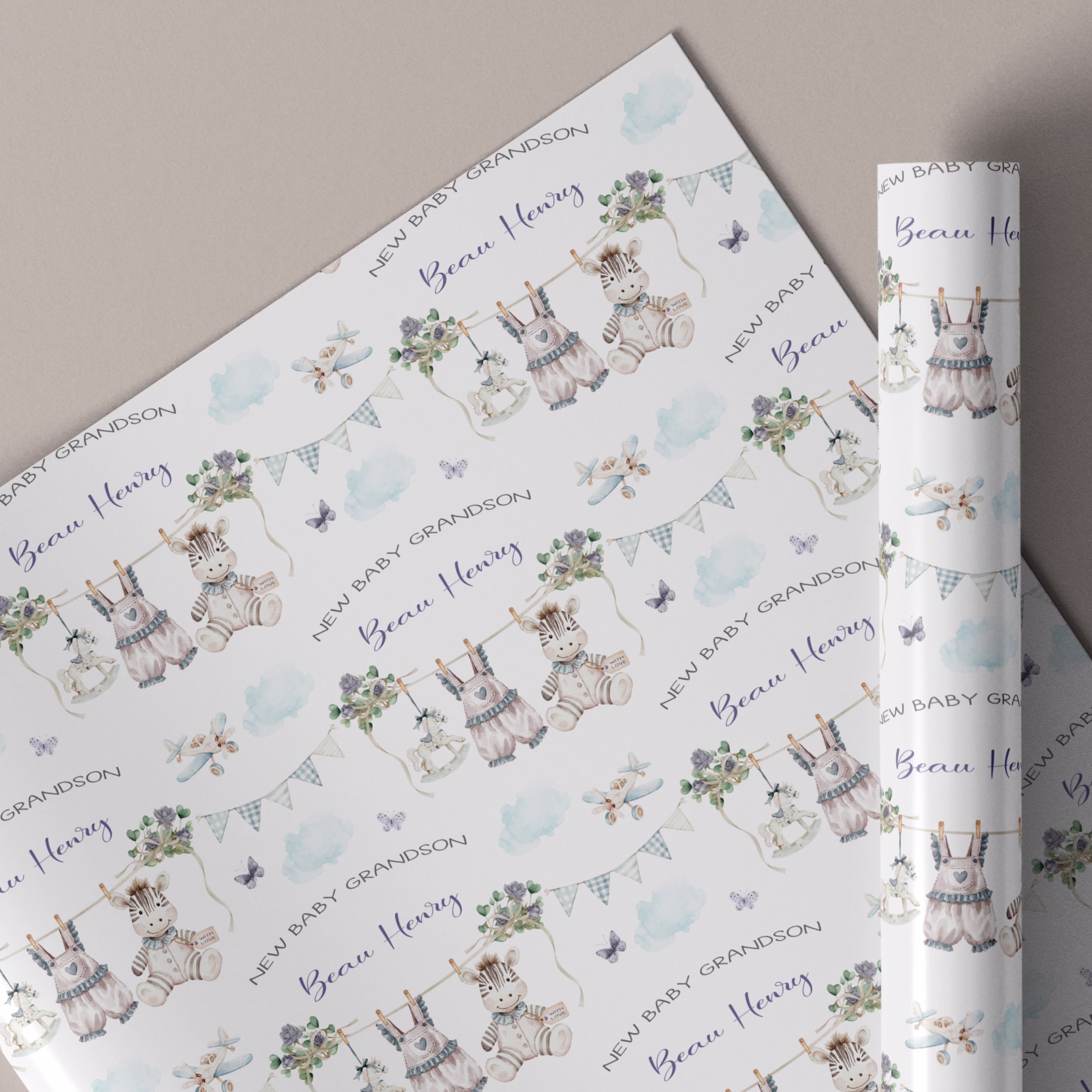 New Baby Boy Gift Wrapping Paper