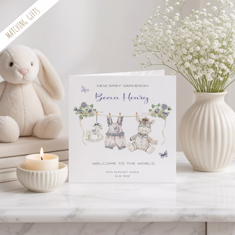 Personalised New Baby Grandson Card