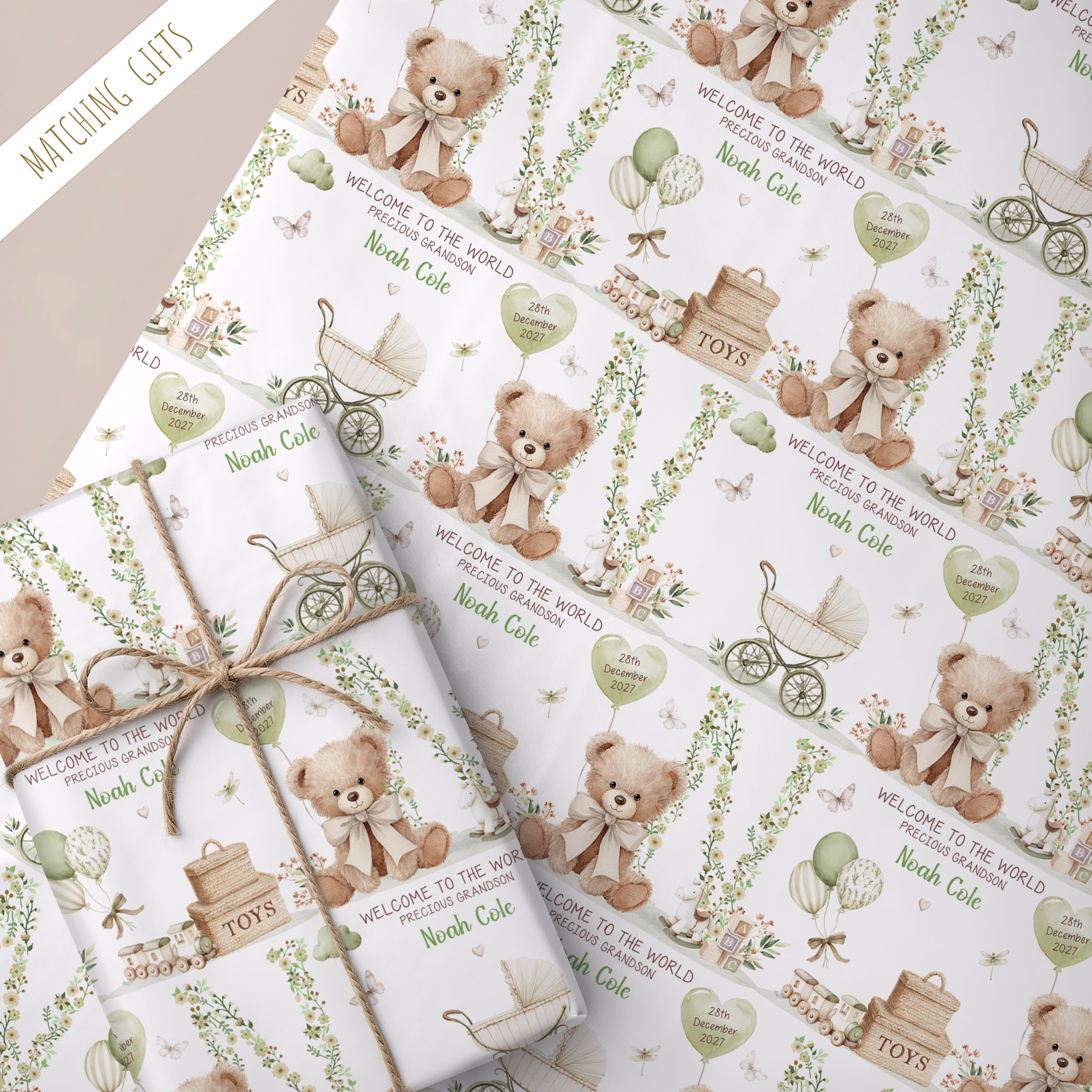 New Baby Boy Gift Wrapping Paper