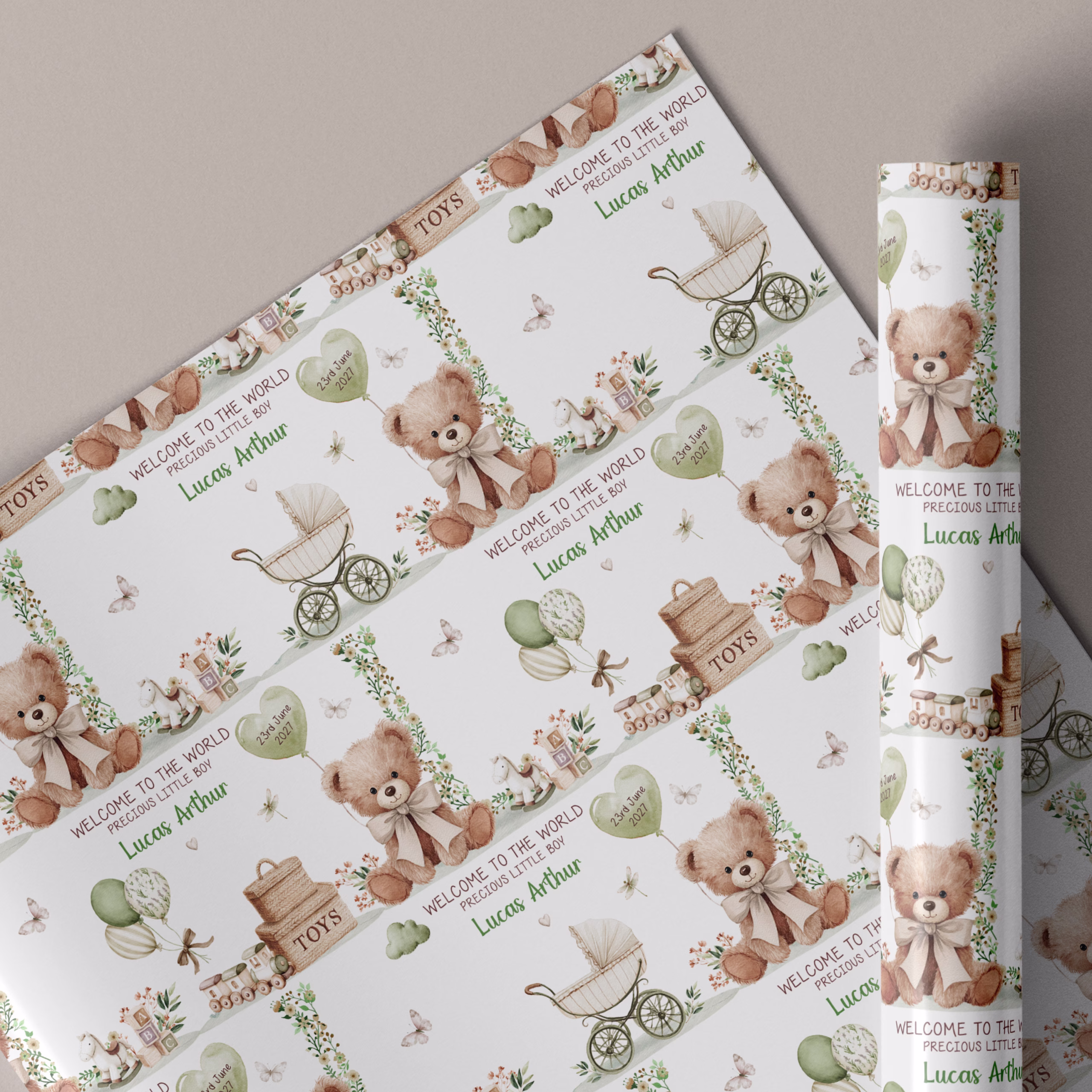 New Baby Boy Gift Wrapping Paper