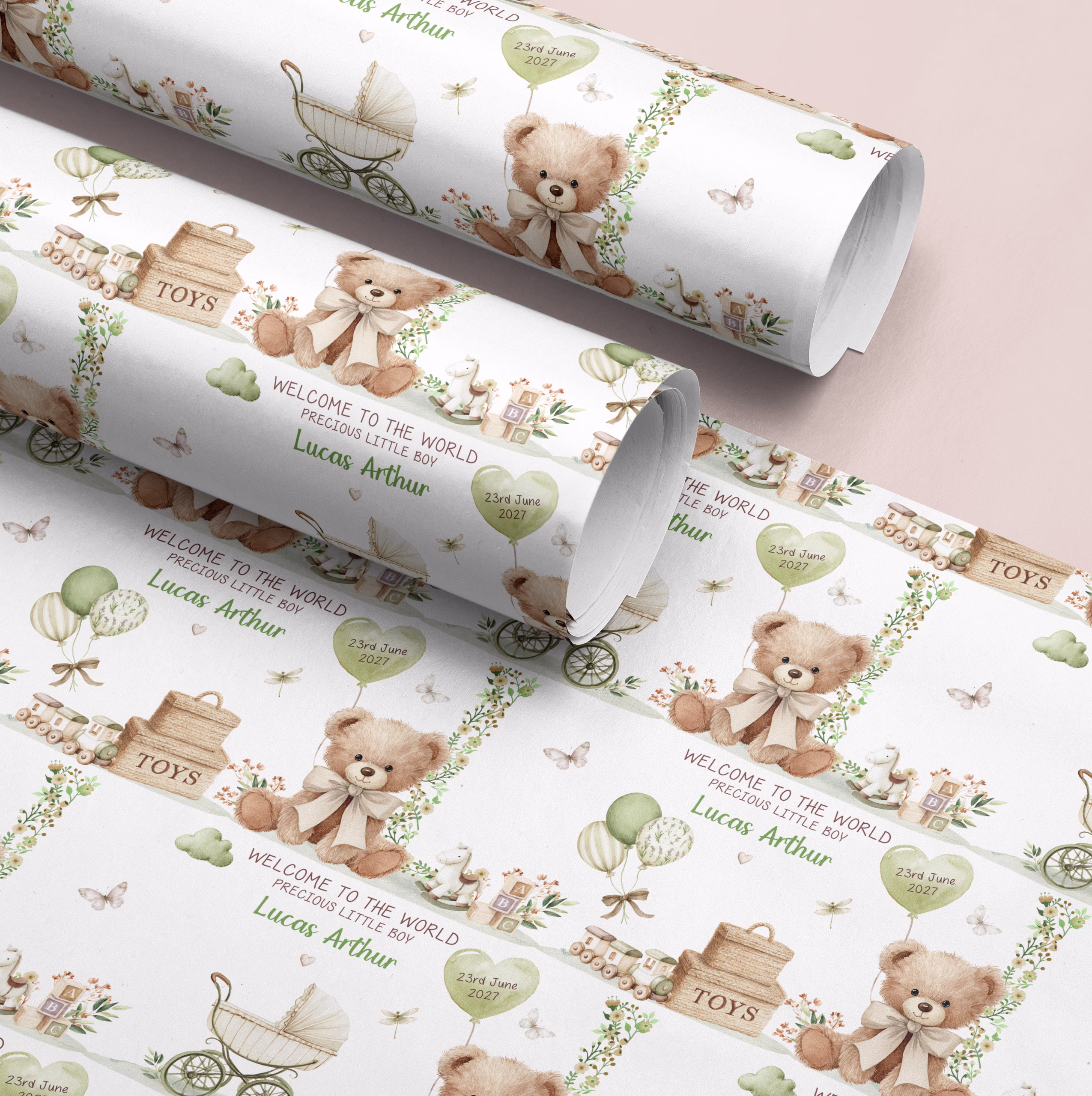 New Baby Boy Gift Wrapping Paper