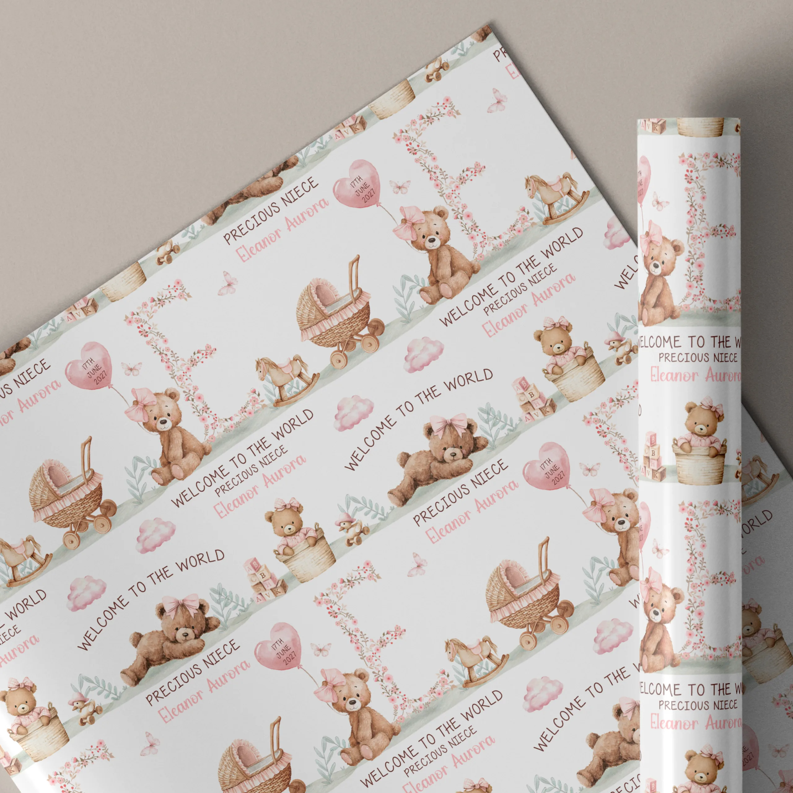 New Baby Girl Gift Wrapping Paper