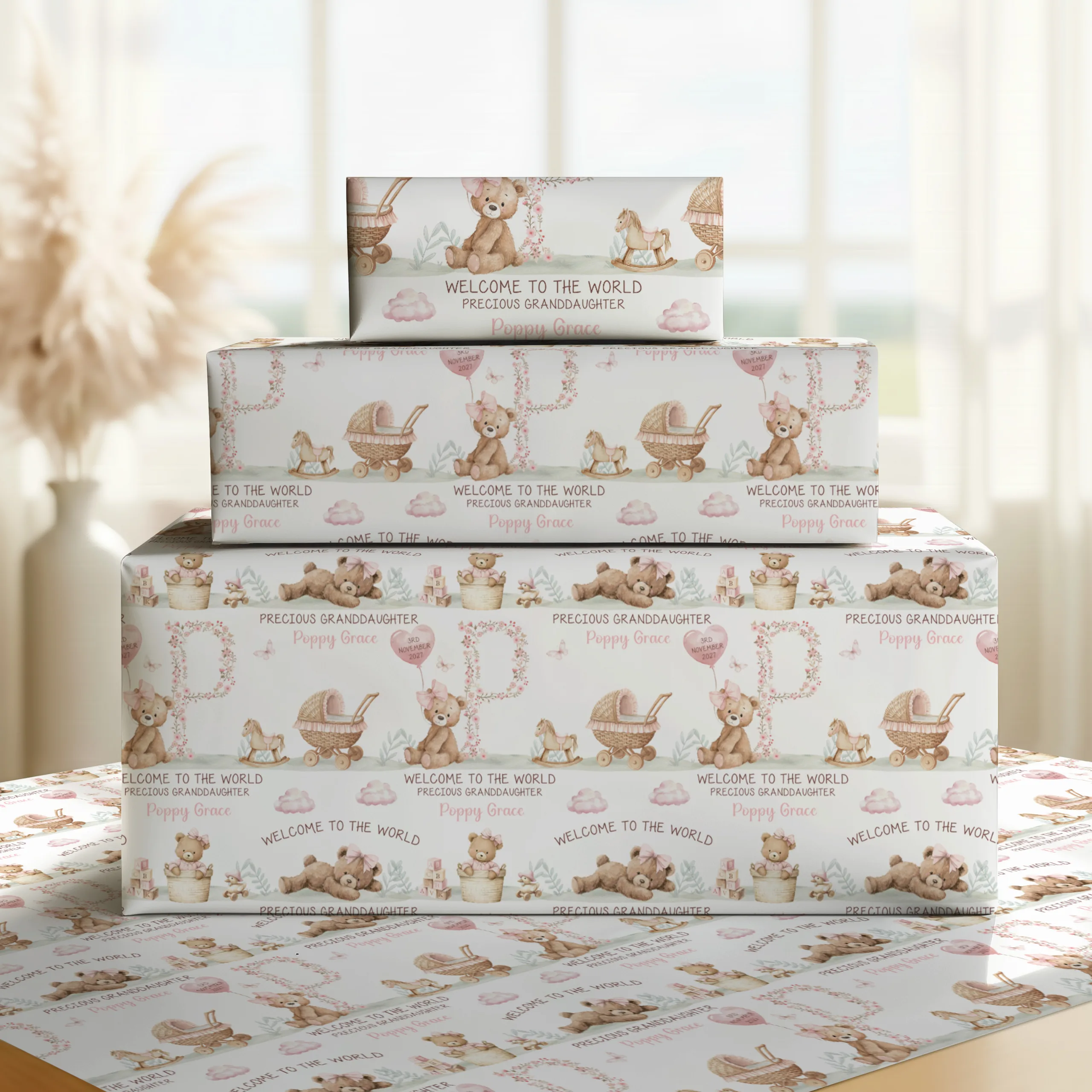 New Baby Girl Gift Wrapping Paper