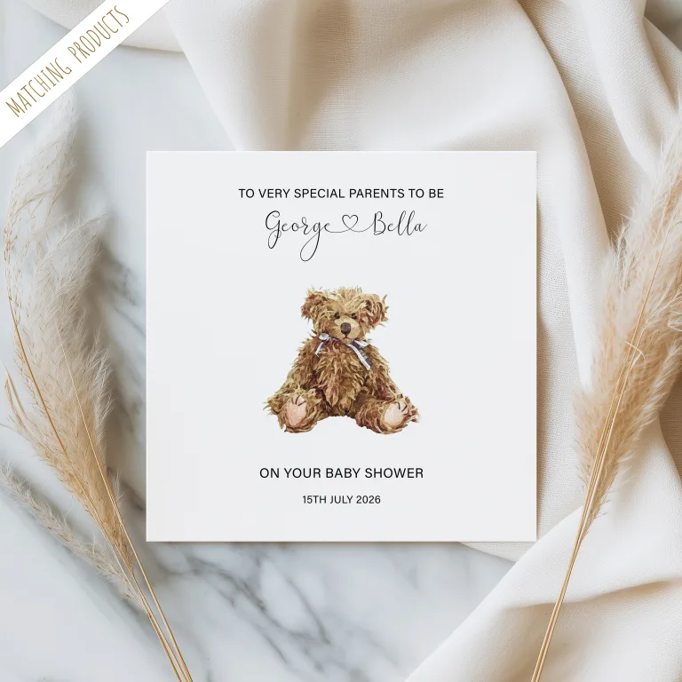 Personalised Teddy Bear Baby Shower Card