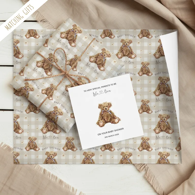 Personalised Teddy Bear Baby Shower Card