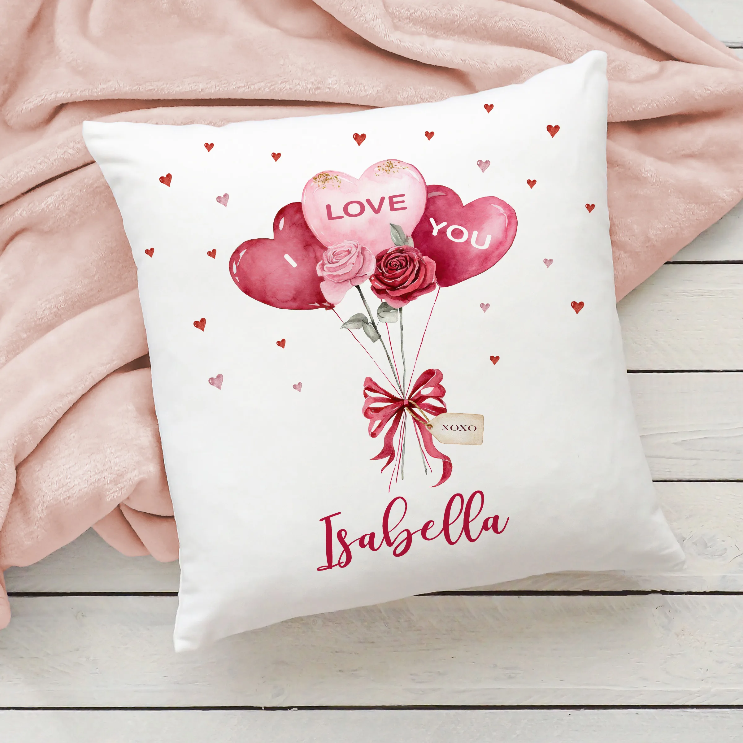 Personalised Heart Balloons Cushion
