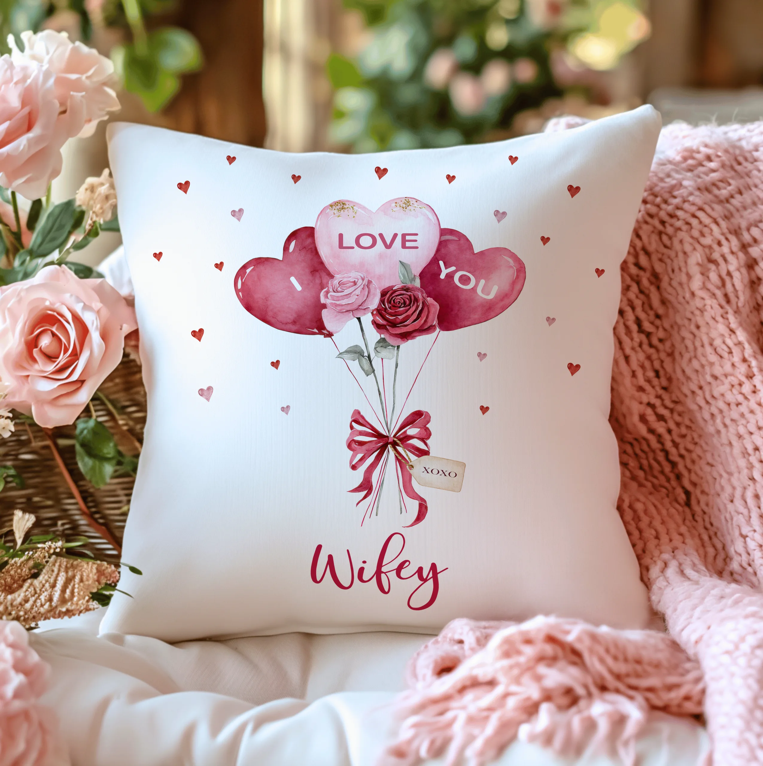 Personalised Heart Balloons Cushion