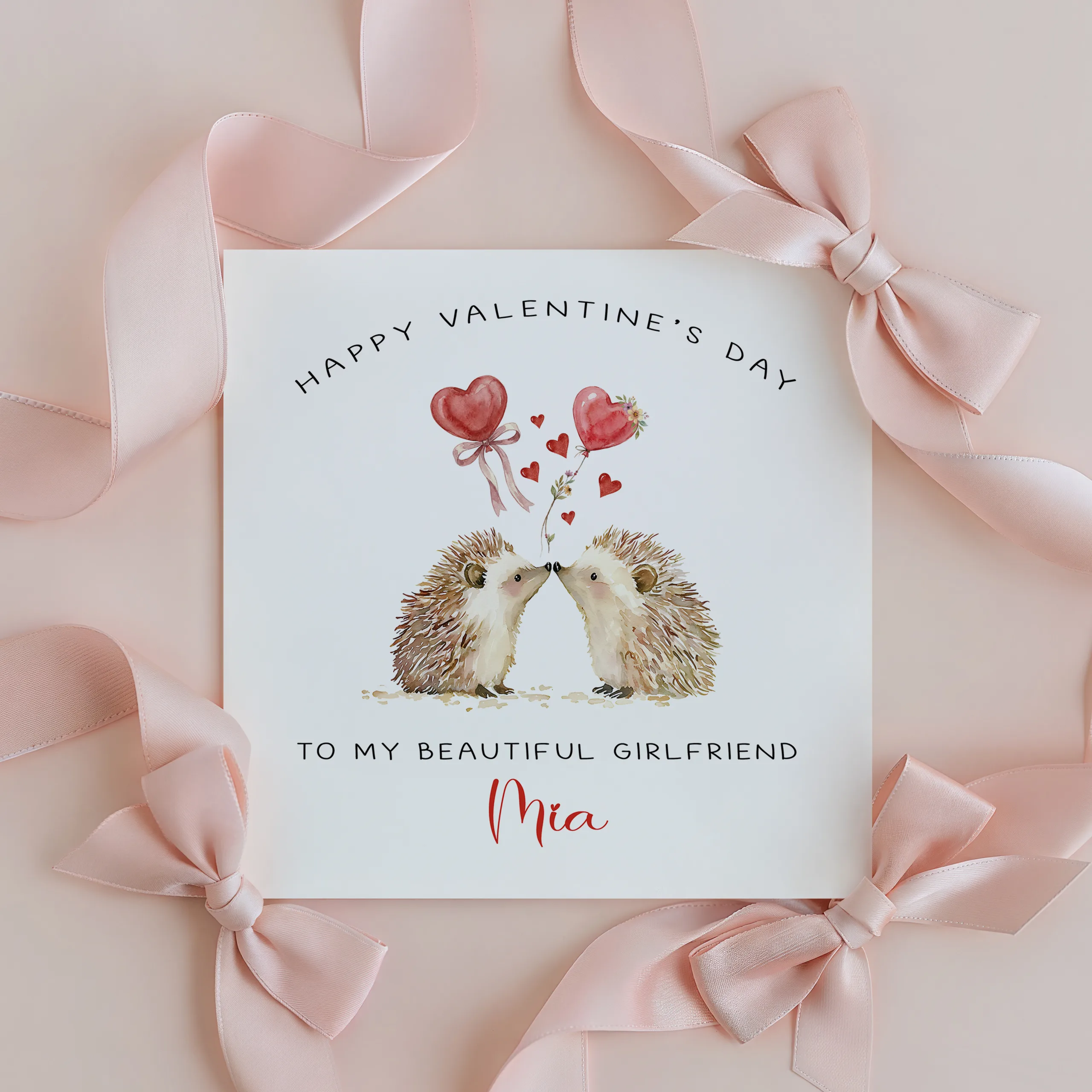 Personalised Hedgehog Valentine's Card
