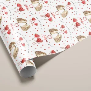 Personalised Valentine's Hedgehog Wrapping Paper