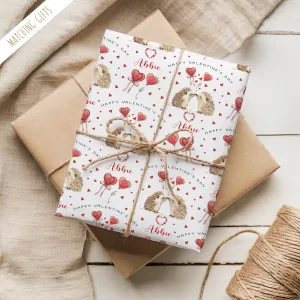 Personalised Valentine's Hedgehog Wrapping Paper