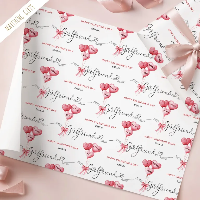 Personalised Girlfriend Valentine’s Gift Wrapping Paper