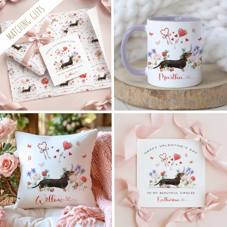 Personalised Dachshund Valentine’s Wrapping Paper