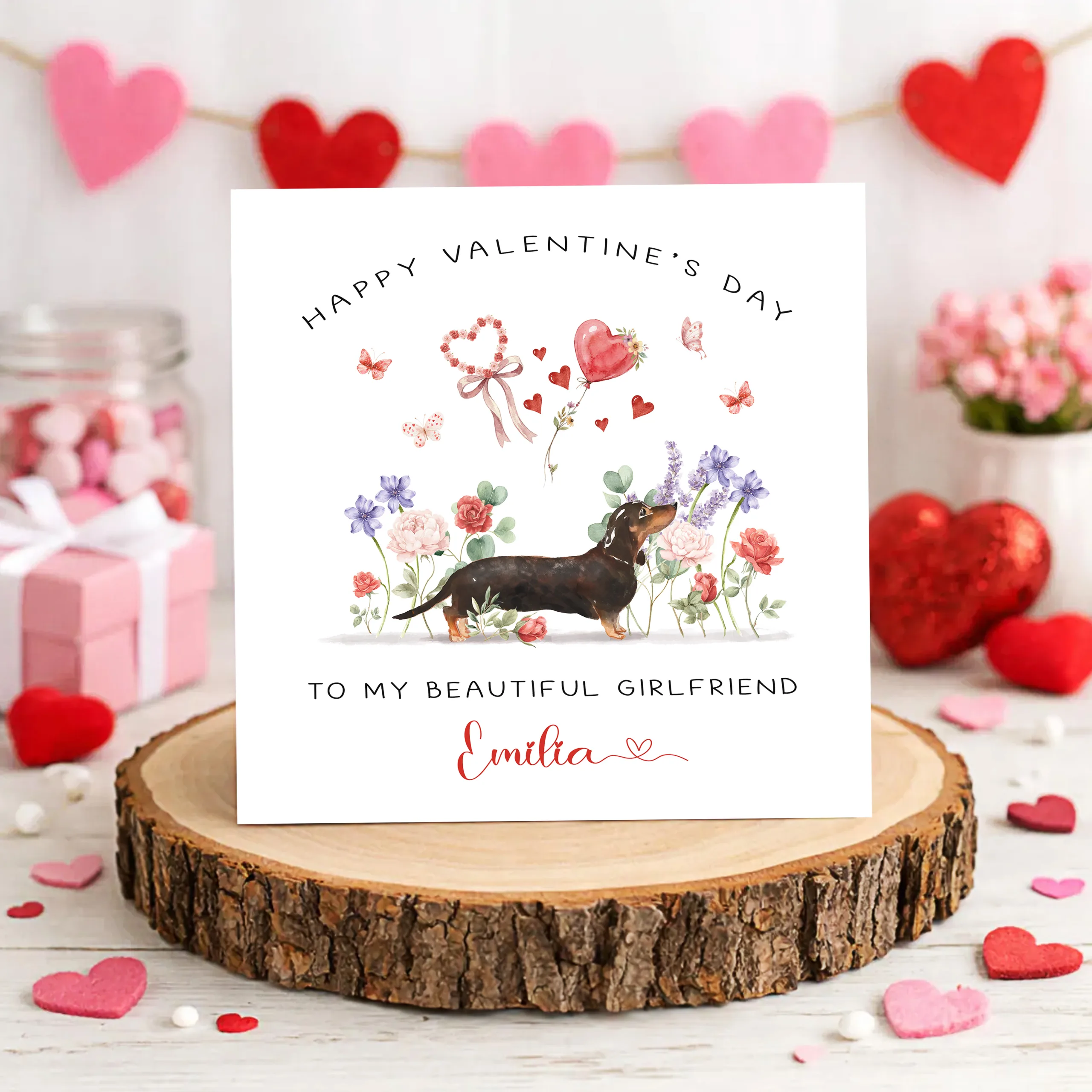 Personalised Dachshund Valentine's Card