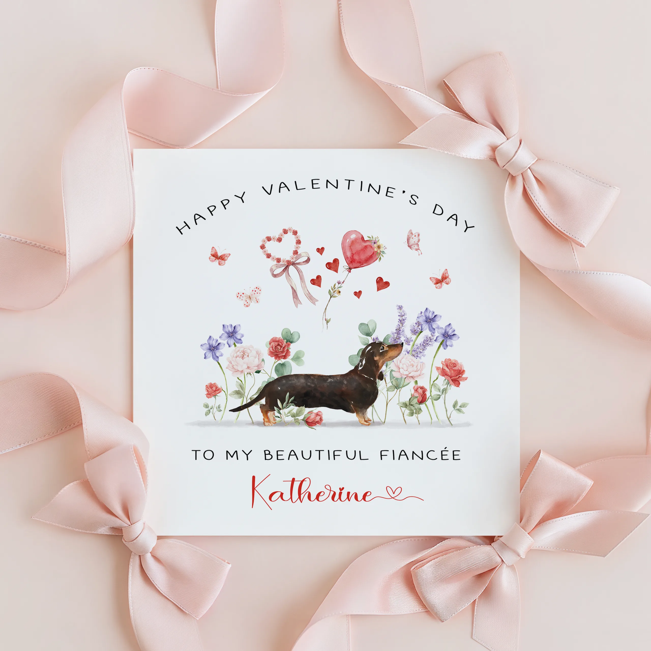 Personalised Dachshund Valentine's Card