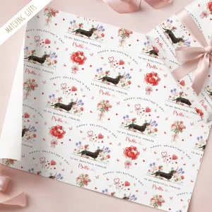 Personalised Valentine's Dachshund Gift Wrapping Paper