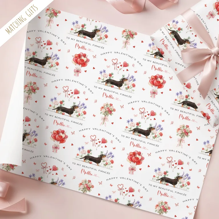 Personalised Dachshund Valentine’s Wrapping Paper