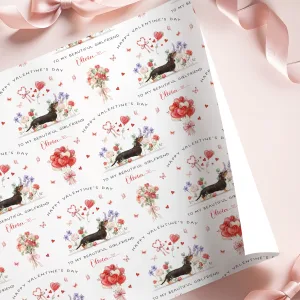 Personalised Valentine's Dachshund Gift Wrapping Paper